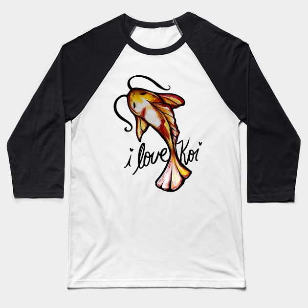 I Love Koi Fish Baseball T-Shirt by bubbsnugg